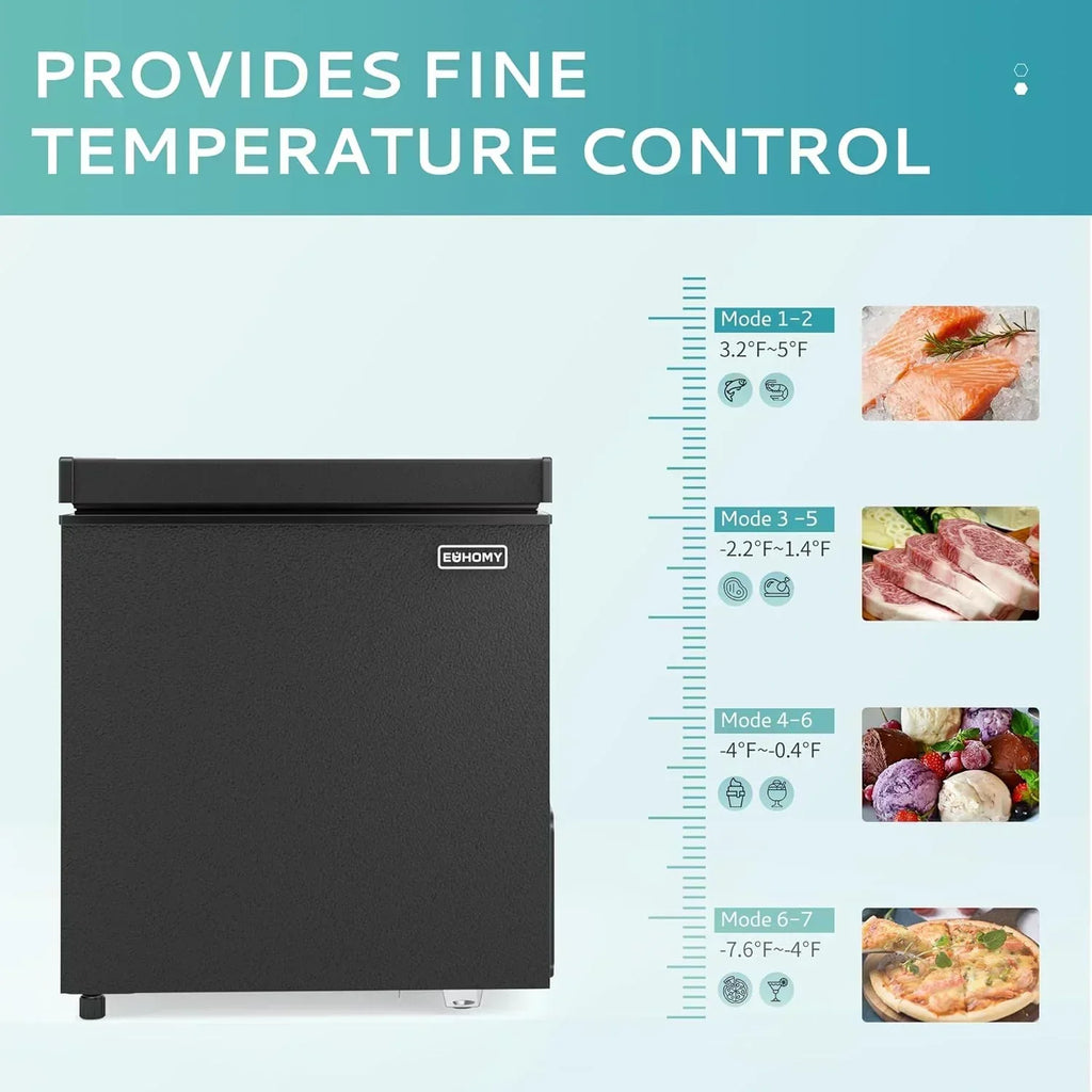 EUHOMY 3.5 Cu.Ft Chest Freezer with Removable Basket Small Deep Freezer Adjustable 7 Thermostat