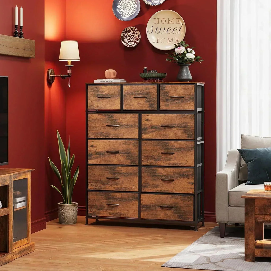 Storage Organizer Unit 11 Fabric Bins Storage Drawers Organizer Steel Frame Tall Storage Tower