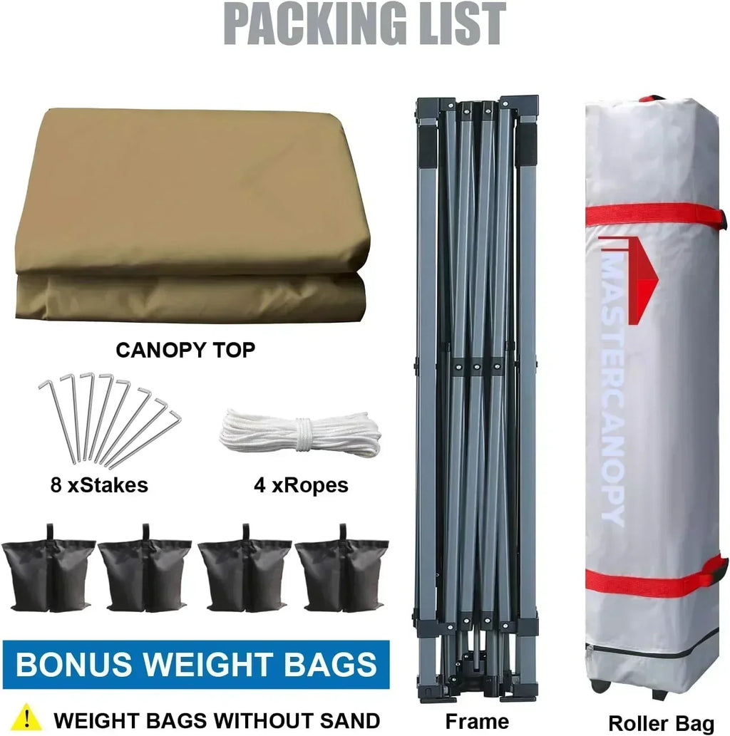 Durable Pop-up Canopy Tent with Roller Bag (10x10 Black)