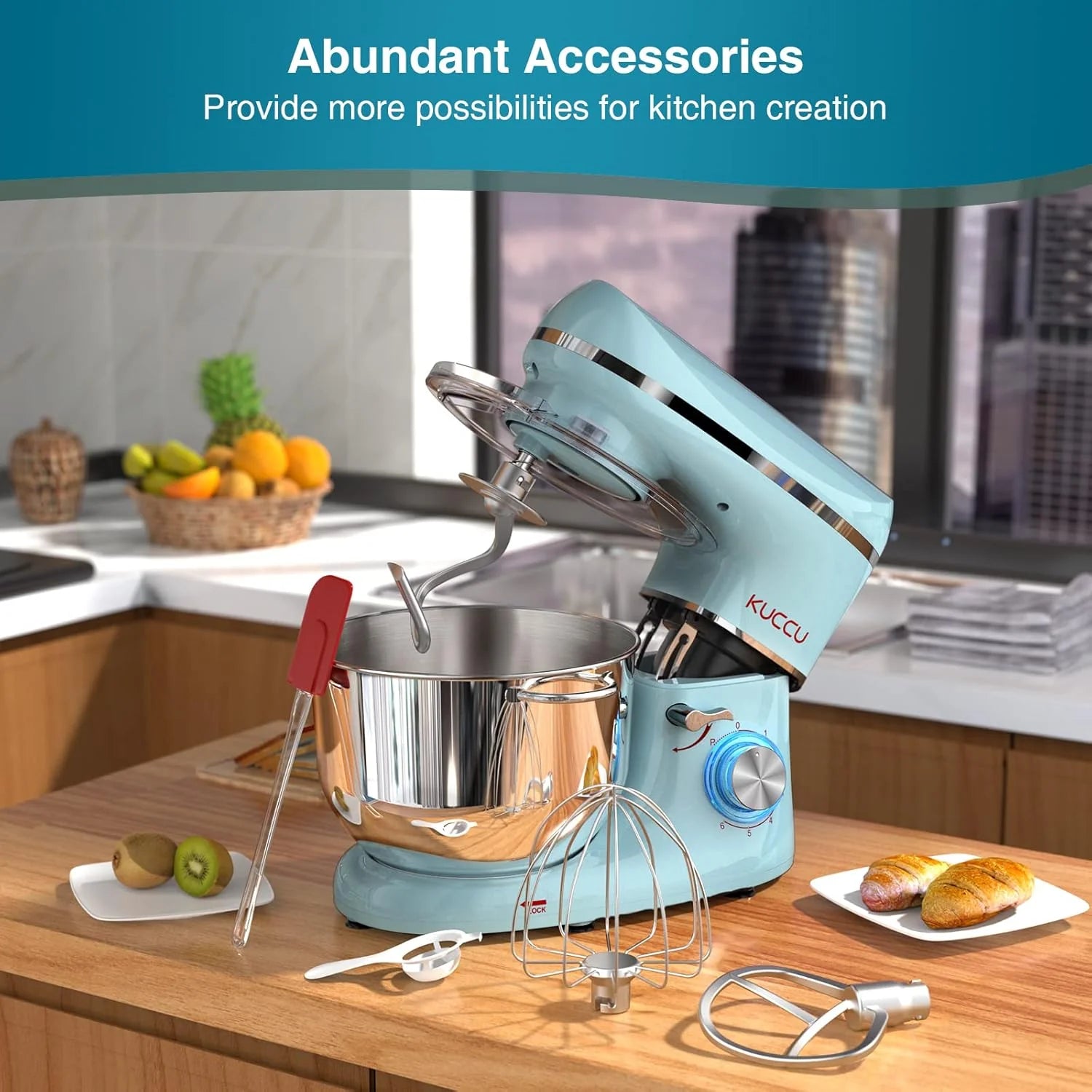 Stand Mixer 6.5 Qt 660W 6-Speed Tilt-Head Food Dough Mixer, Kitchen Electric Mixer with Stainless Steel Bowl,Dough Hook,Whisk, Beater, Egg white separator