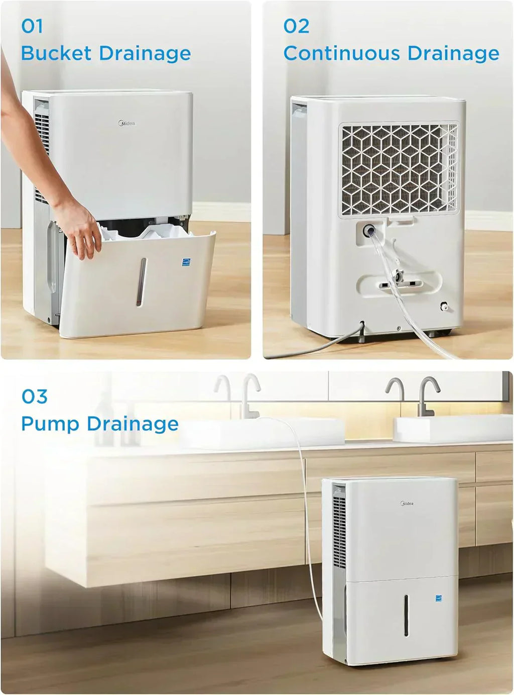 Midea 4,500 Sq. Ft. Dehumidifier Pump Included Energy Star Certified 50 Pint Ideal For Basements