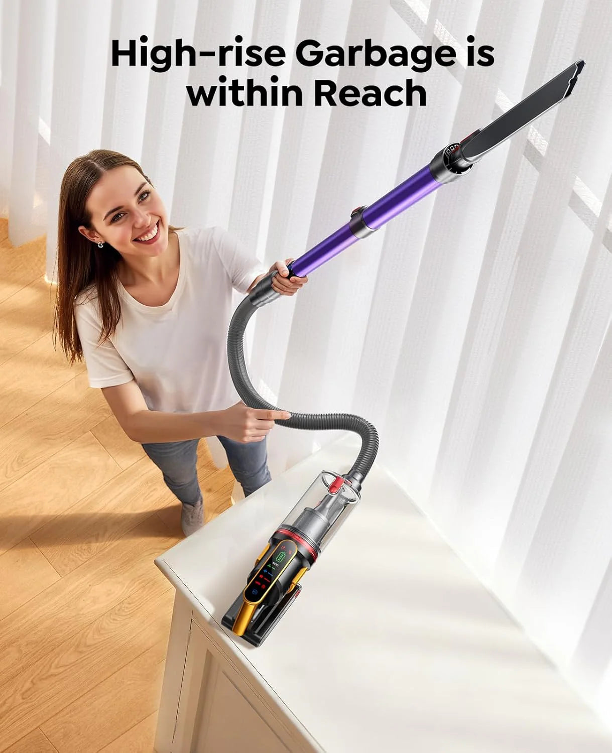 Cordless Vacuum Cleaner 55KPa 650W 70Mins Stick Vacuum Cleaners for Home with Pet Brush, 3.3Ft Hose, Wall Mount Charging, Auto Mode, Touchscreen, Self-Standing Vacuum for Pet Hair/Carpet/Car, Ultra10