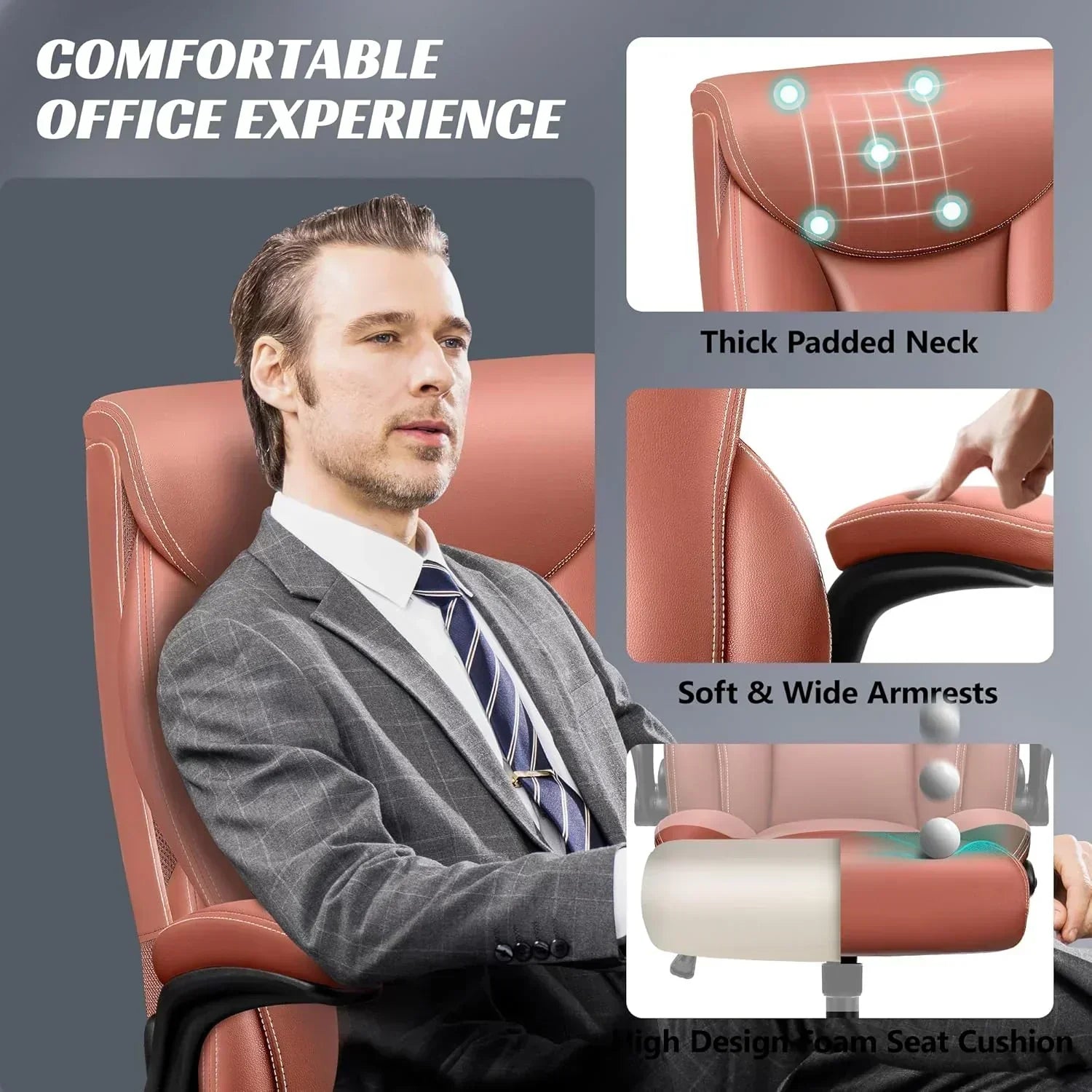 Office Chair Large High-Foot Computer Desk Chair Chair Lumbar Support Rotating Computer Chair