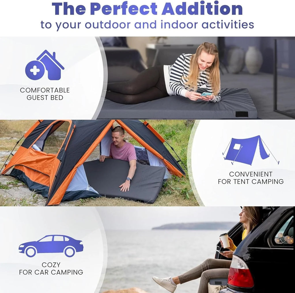 Matrix Comfort-Cell Memory Foam Camping Mattress Pad, Portable Foam Sleeping Pad for Camping, Roll up Sleeping Mat for Adults Floor Mattress Guest Floor Bed for Sleepover, Car, Tent SUV Cot Mattress