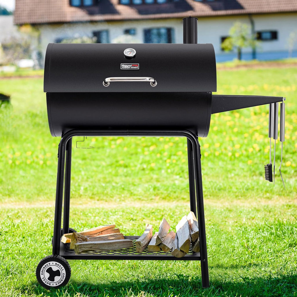 Royal Gourmet CC1830 30 Barrel Charcoal Grill with Heating Rack, Outdoor Grill, 627 Sqm