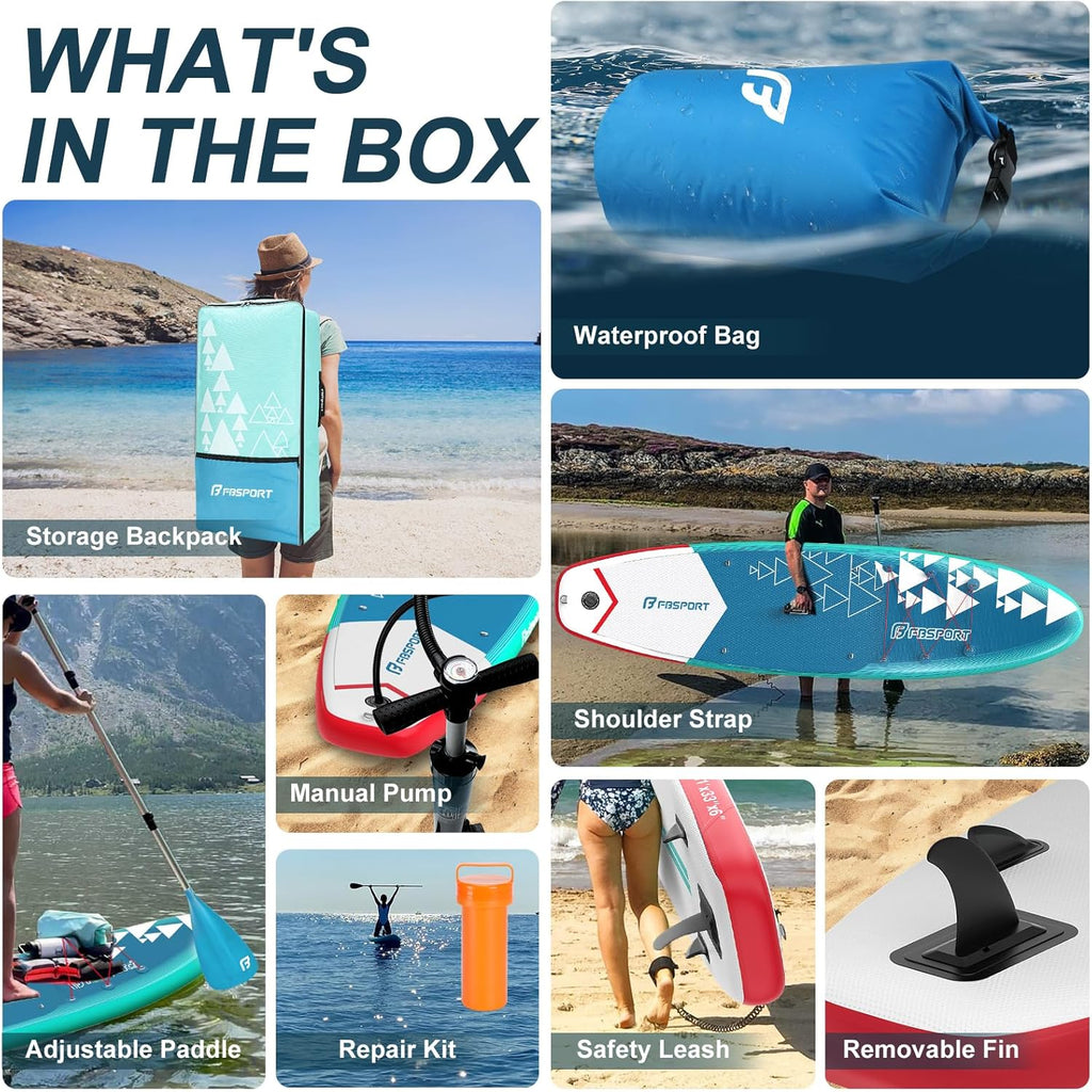 FBSPORT 11' Premium Stand Up Paddle Board Yoga Board with Durable SUP Accessories Carry Bag