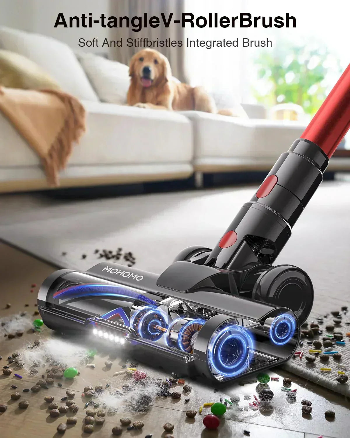 Cordless Vacuum Cleaner 580W 48KPA 65Mins Vacuum Cleaners for Home Self-Standing Stick Vacuum