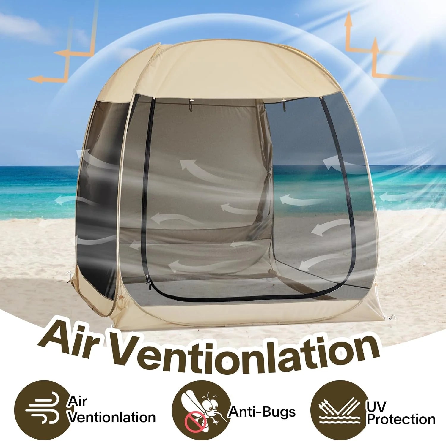 Screen gazebo, sleeps 6-10-15 people Igloo-style canopy tent with mosquito net on the sides Perfect for garden, patio, backyard
