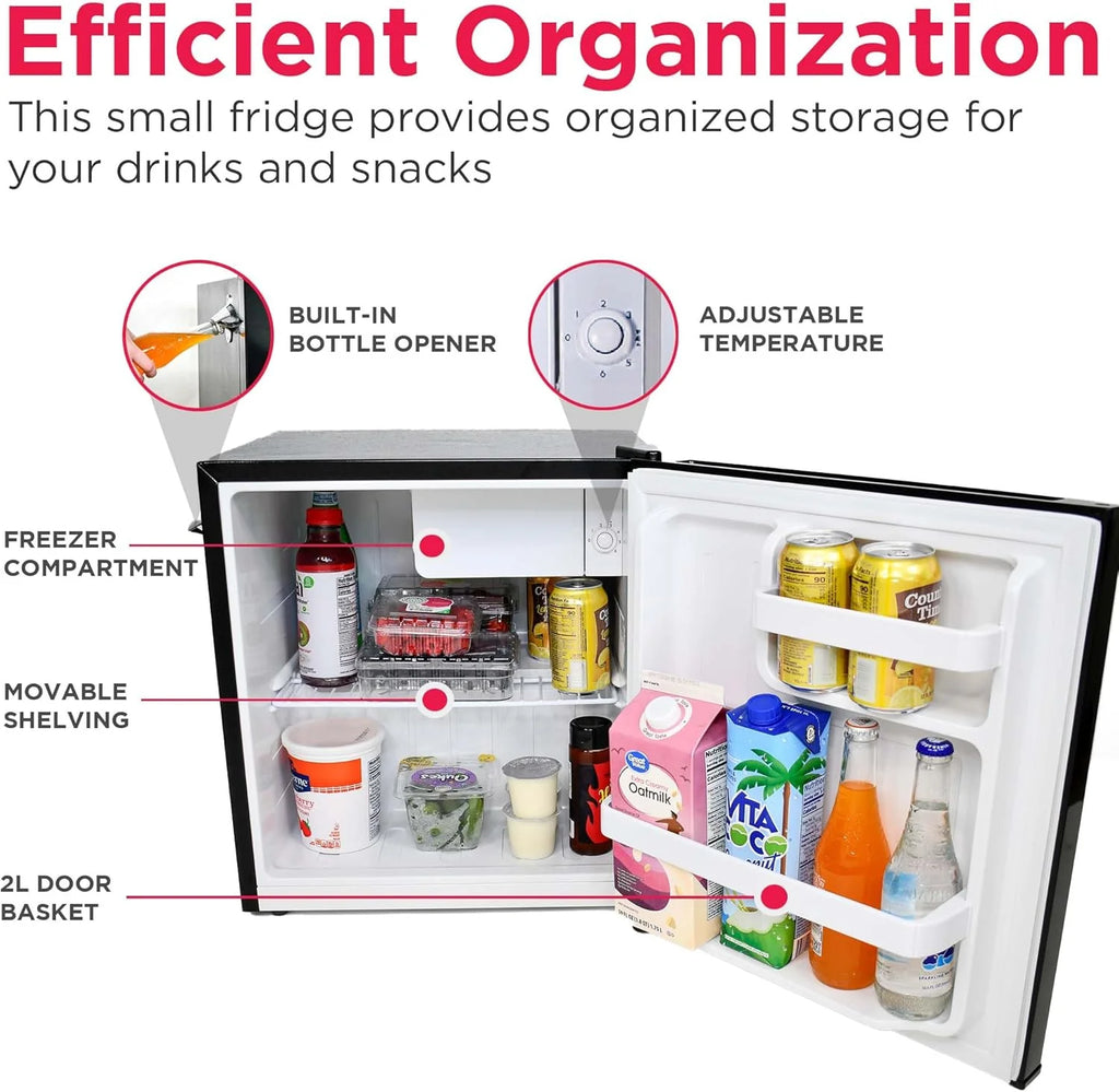 Frigidaire EFR176 Retro Compact Fridge with Chiller Mini Refrigerator with Built-in Bottle Opener for Office, Bedroom, Dorm Room or Cabin, 1.6 cu ft 16 D x 18 W x 18.5 H, Moonlight