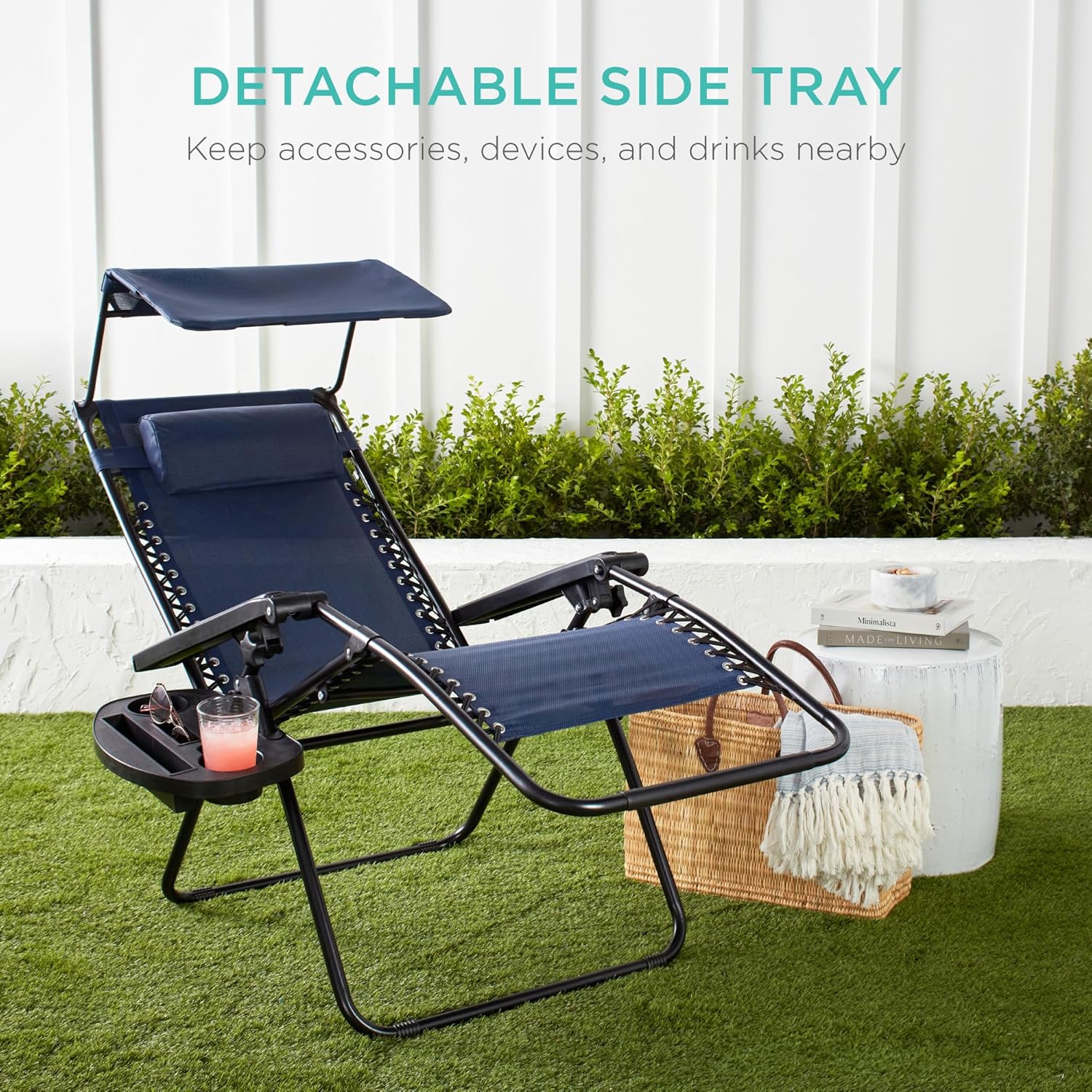 Best Choice Products Folding Zero Gravity Recliner Patio Lounge Chair Adjustable Canopy Shade