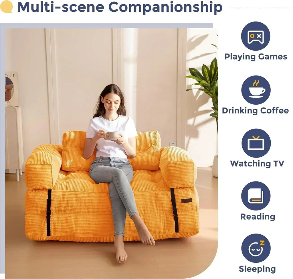 Folding Sofa Bed L-Shaped Convertible Sofa Bed with Armrests and Pillows
