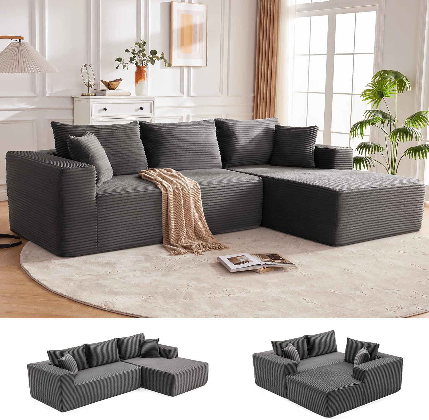 110-inch cloud sofa boneless sofa in the living room modular sofa with deep seats