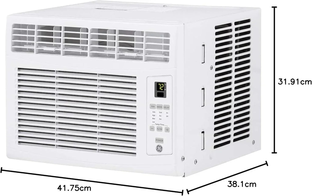 GE Window Air Conditioner Unit 5,000 BTU for Small Rooms up to 150 sq ft Manual Adjustable Fan