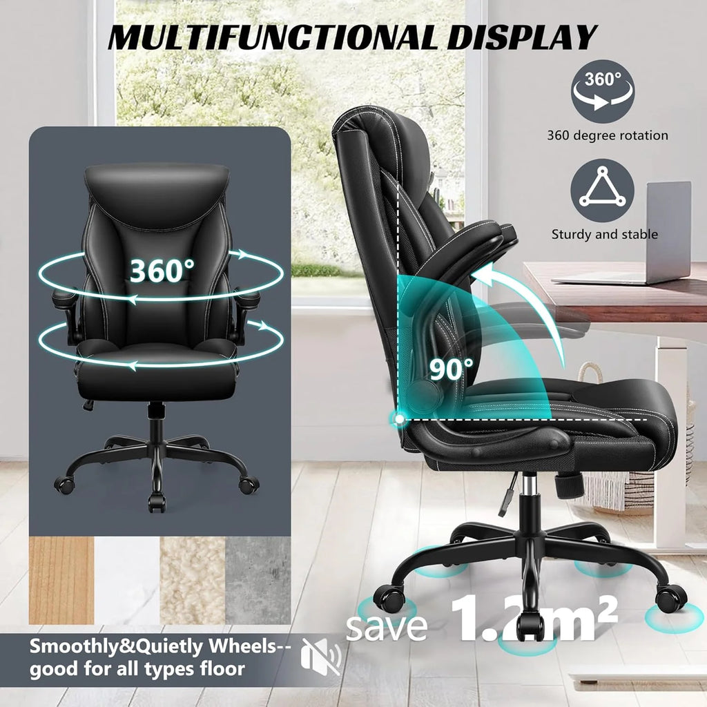 Office Chair Large High-Foot Computer Desk Chair, Breathable Leather Chair Lumbar Support Rotating Computer Chair