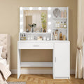 Quimoo Vanity Desk with Mirror & Lights, Makeup Vanity with 5 Drawers & Storage Shelves
