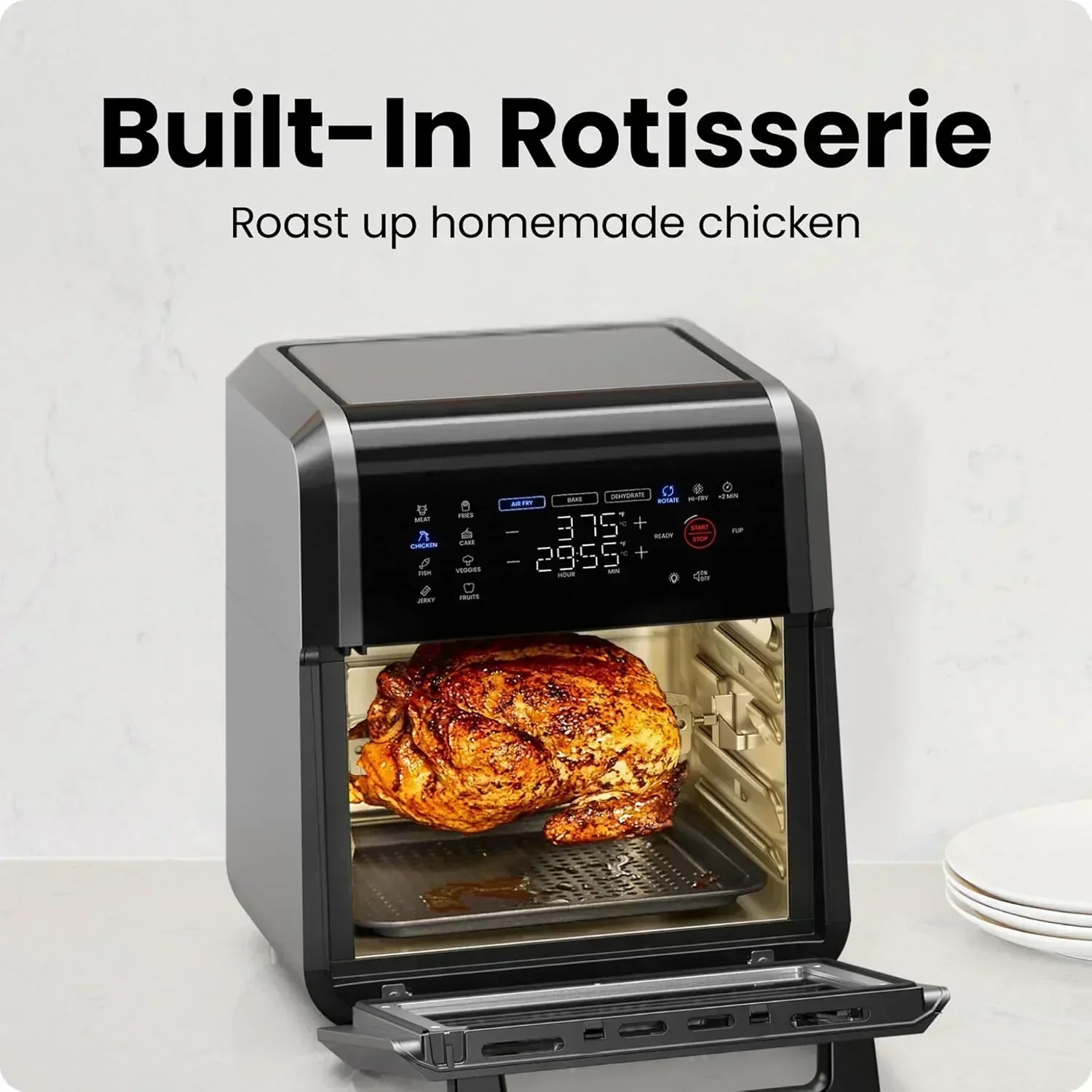 Chefman Compact 6.3-Quart Digital Air Fryer with Rotisserie Dehydrator and Convection Oven