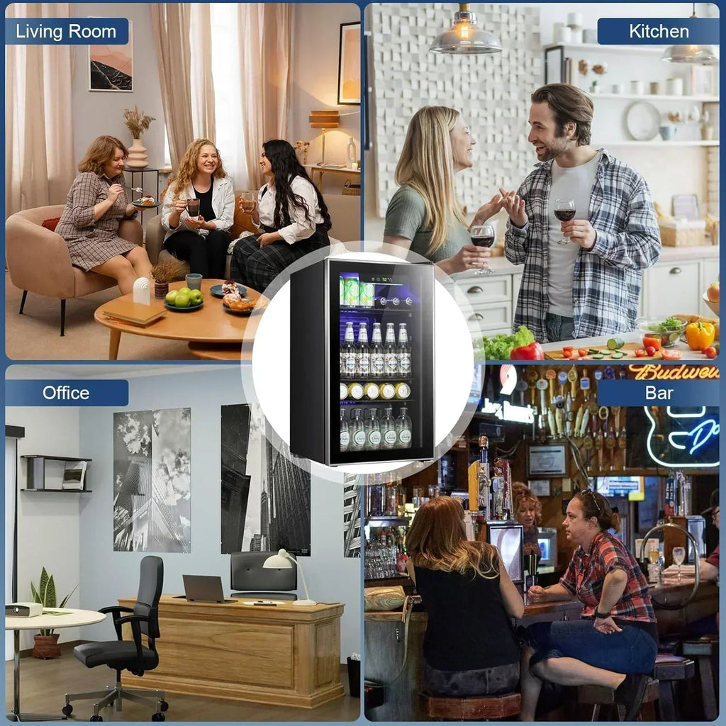 Antarctic Star Beverage Refrigerator Cooler 68 Can Mini Fridge with Glass Door for Beer Drinks Wine
