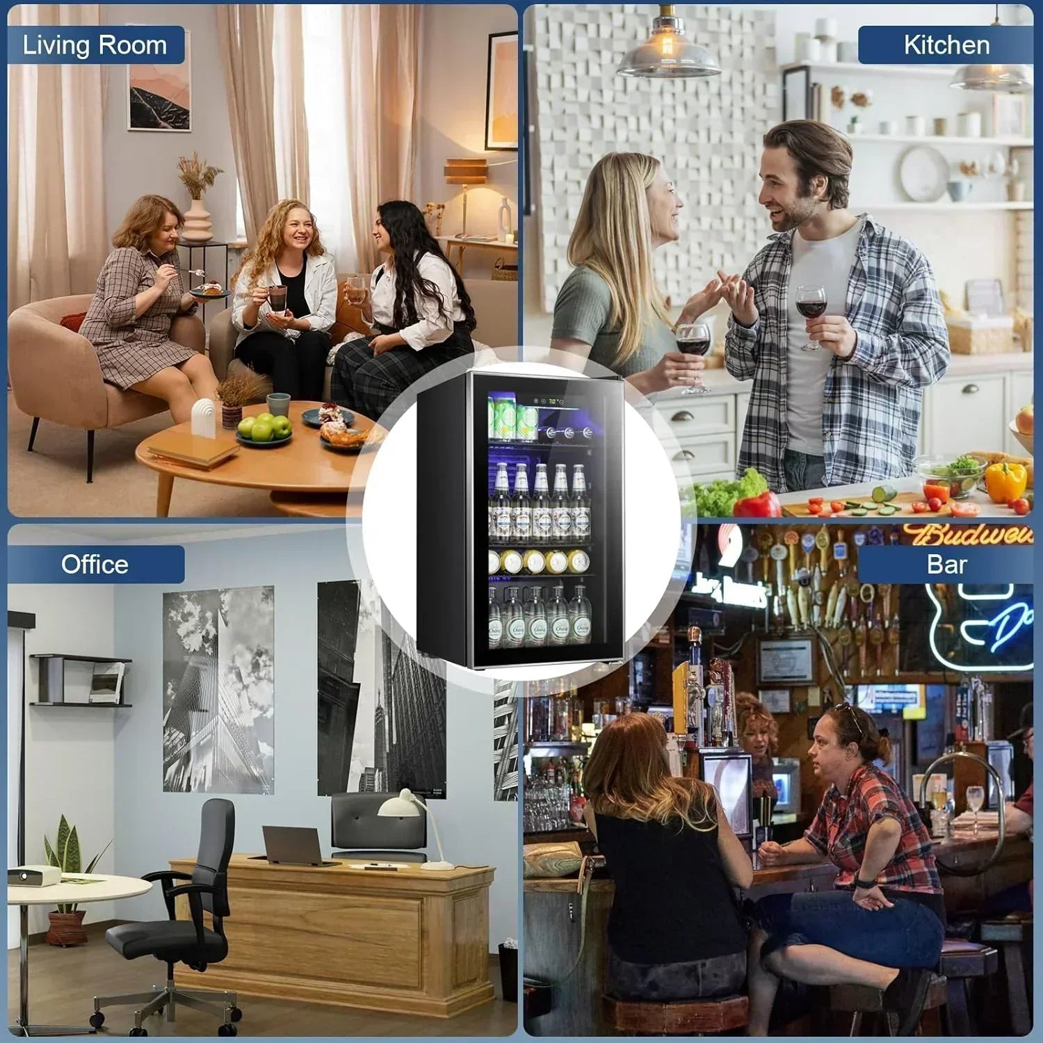 Antarctic Star Beverage Refrigerator Cooler 68 Can Mini Fridge with Glass Door for Beer Drinks Wine