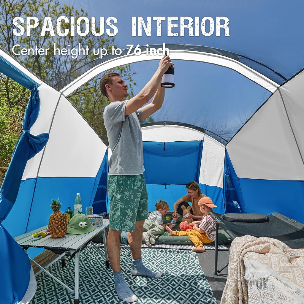 PORTAL 6/8/10 Person Family Camping Tent with Screen Room Water Resistant Big Tunnel Tent