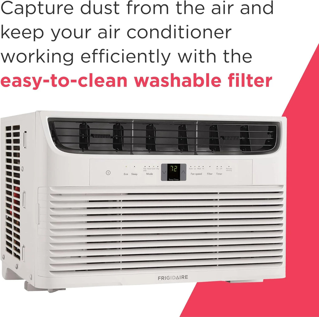 Frigidaire 5,000 BTU Window Air Conditioner with Remote Control, Cools Up to 150 Sq. Ft., Quiet Operation, Eco Mode, 3 Fan Speeds, Auto Restart, White