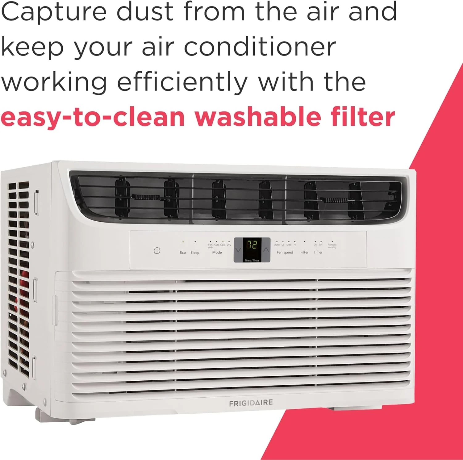 Frigidaire 5,000 BTU Window Air Conditioner with Remote Control, Cools Up to 150 Sq. Ft., Quiet Operation, Eco Mode, 3 Fan Speeds, Auto Restart, White