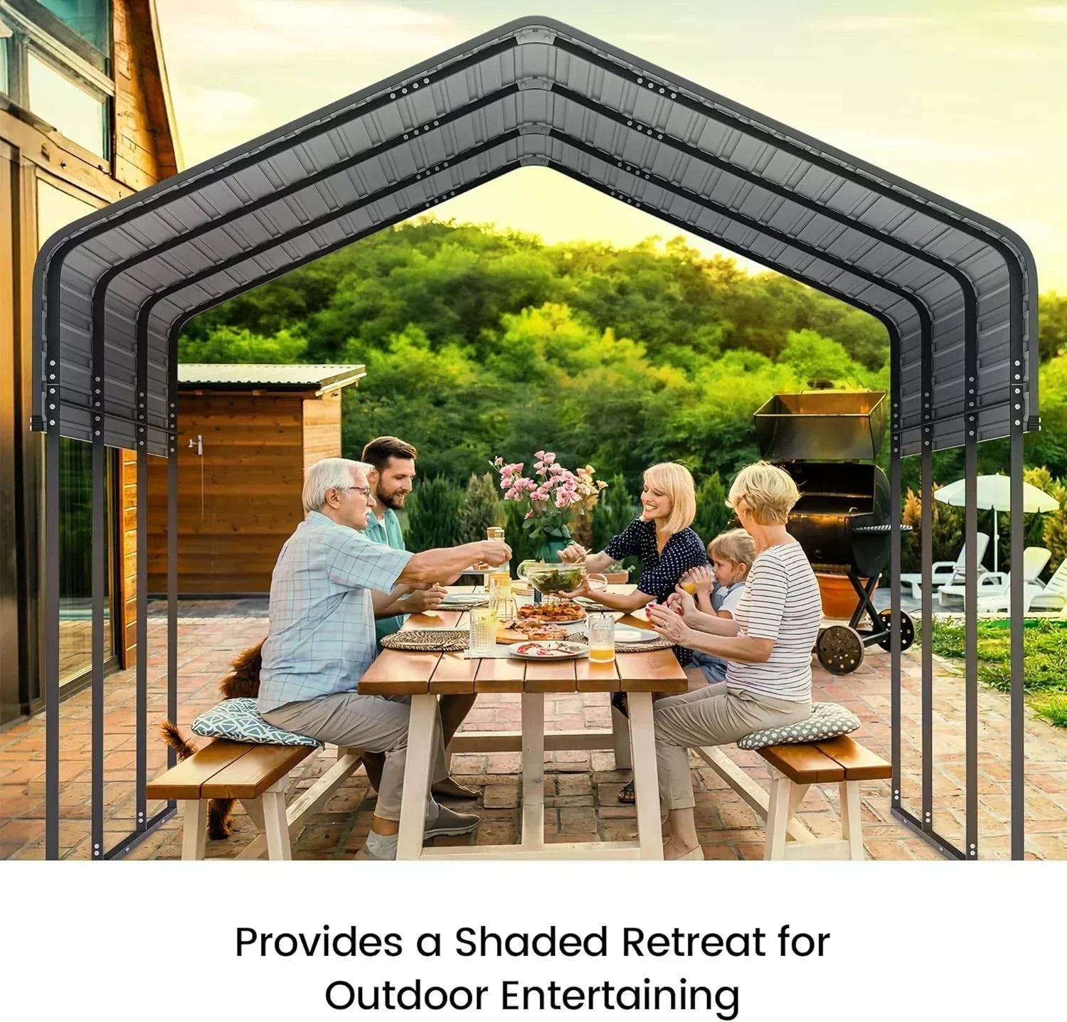 10'x15' Heavy Duty Metal Carport Outdoor Garage Car Shelter Shade with Heavier Frame