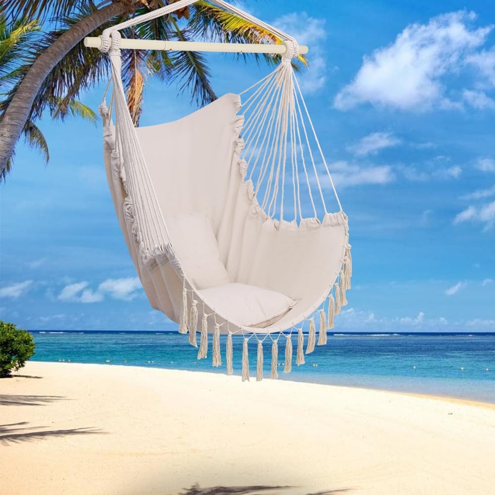 ONCLOUD Hammock Chair Hanging Rope Swing Load Capacity Macrame Hammock Swing Seat