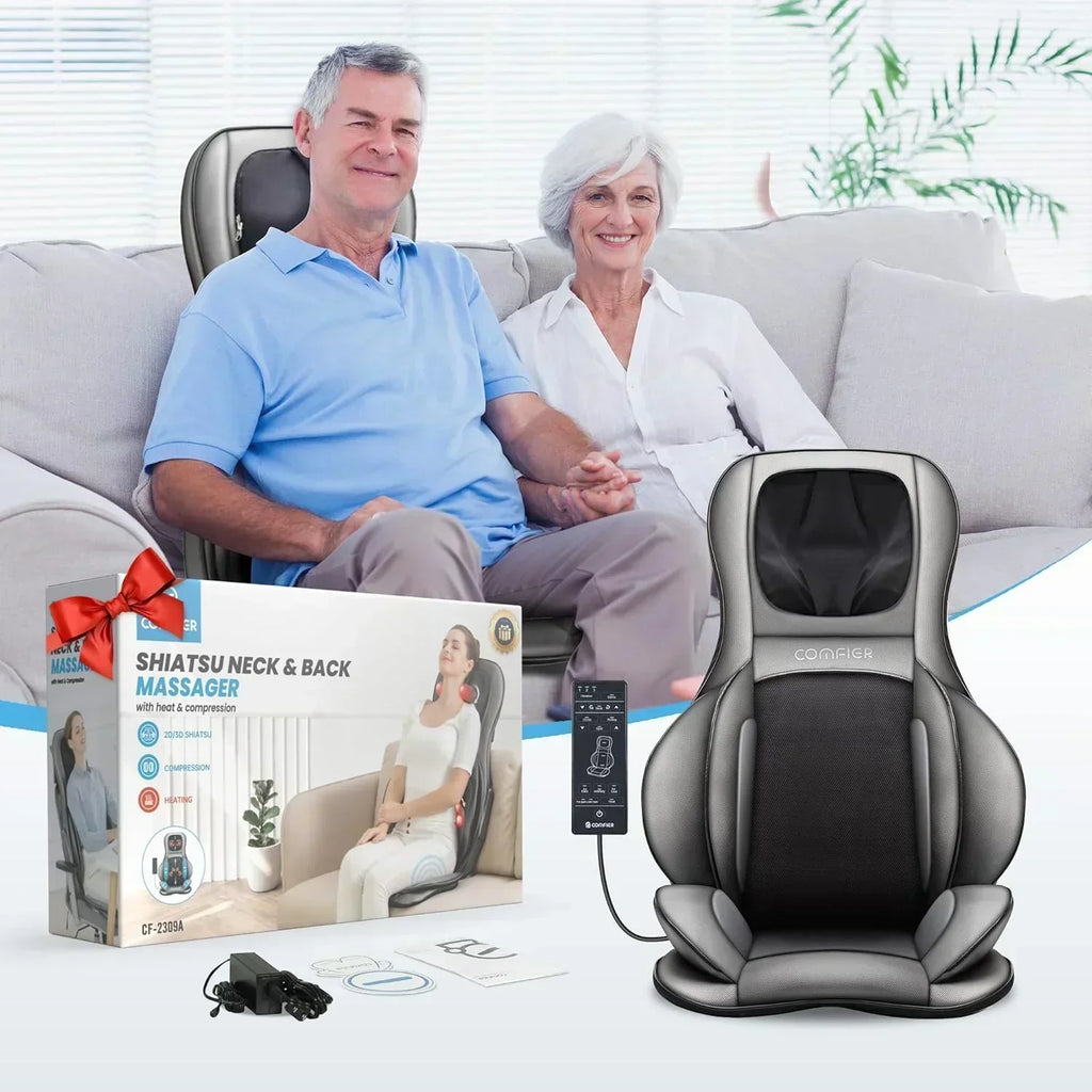 COMFIER Massager Chair with Heat Shiatsu Neck Back Massager Portable with Compress