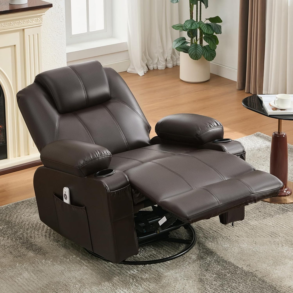 Large Swivel Rocking Recliner with Massage Function 360 Degree Swivel Rocking Single Sofa