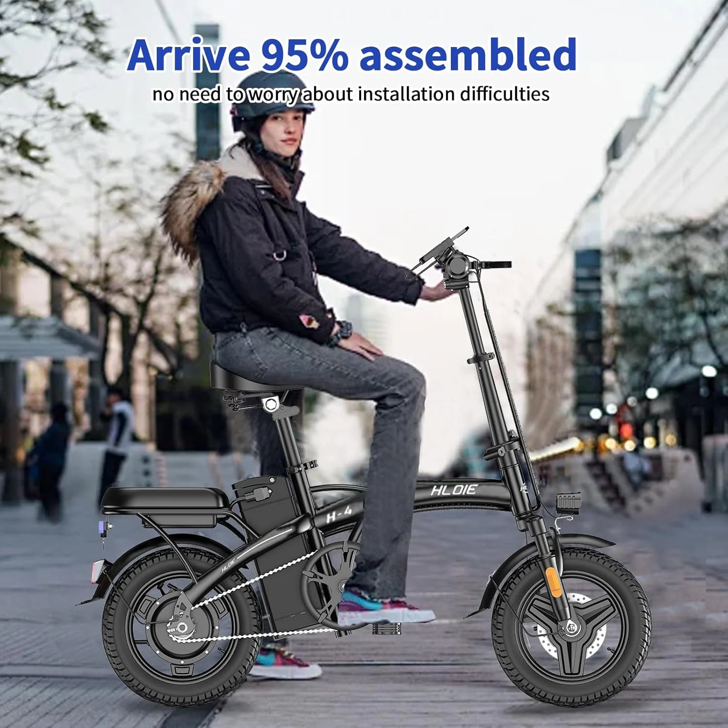 HLOIE Folding Electric Bike for Adults, Peak 750W Motor,23MPH Max Speed Foldable Electric Bicycles,14 Ebike
