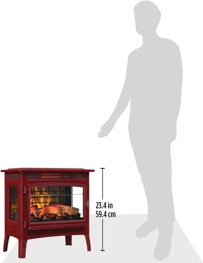 Freestanding Electric Fireplace Stove Heater with 3D Flame Effect for 1,000 Sq. Ft