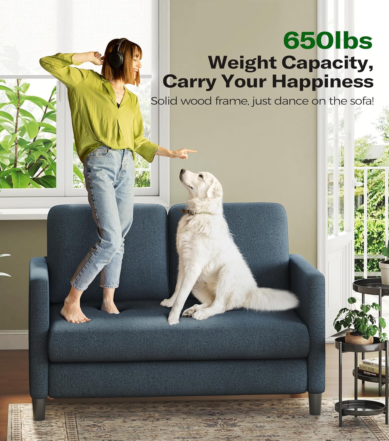 Loveseat Sofa 51 Love Seat Comfy Corduroy Small Loveseat Tool-Free Setup Couch