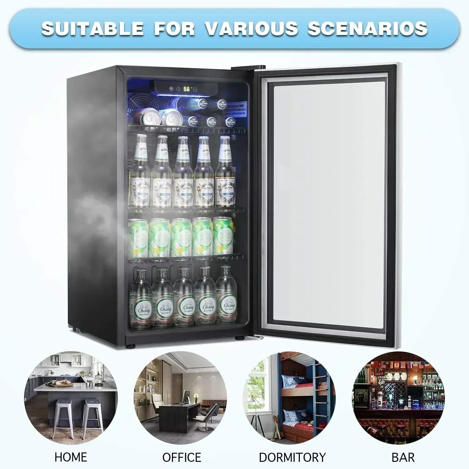 Antarctic Star Beverage Refrigerator Cooler 68 Can Mini Fridge with Glass Door for Beer Drinks Wine