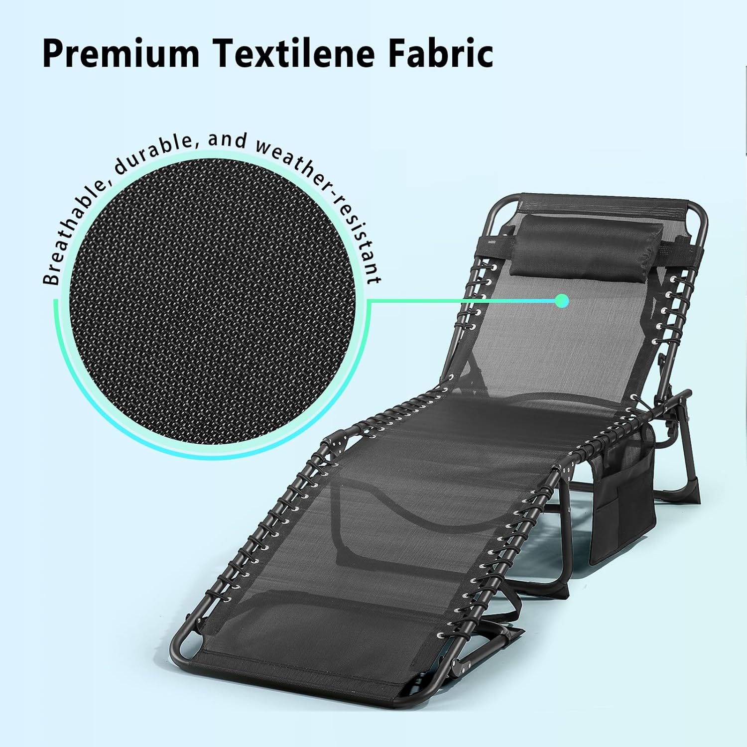Unovivy Outdoor Chaise Lounge Chairs Portable Folding Pool Lounge Chair with Reclining Back