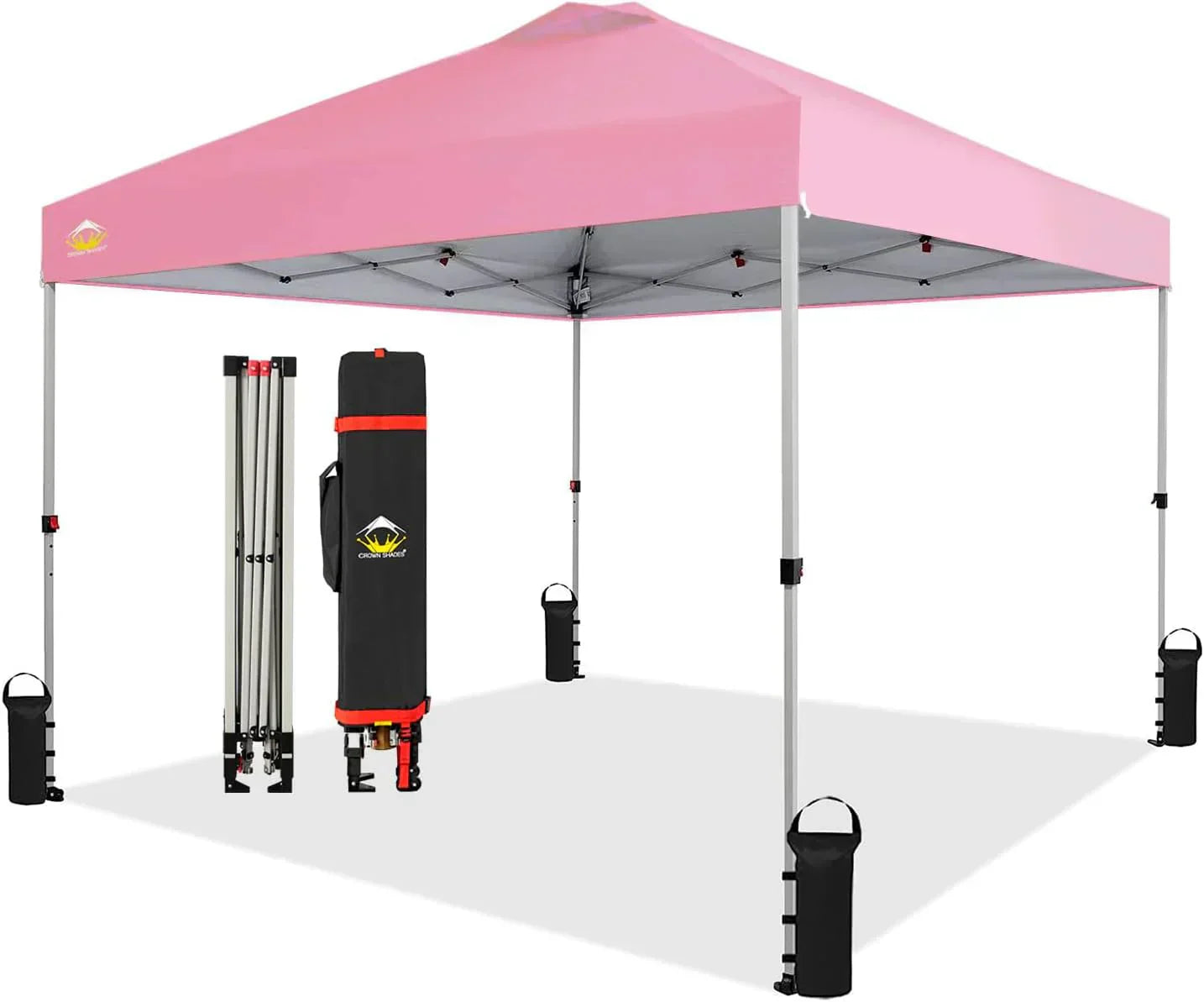 10x10 Pop-Up Awning One-Click Installation Beach Tent Outdoor Sunshade Silver Coated Top