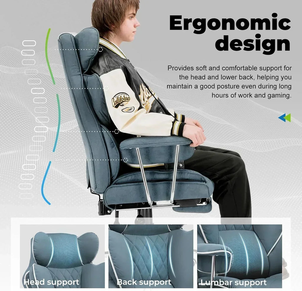 Large high back office chair high back leather gaming chair with footrest