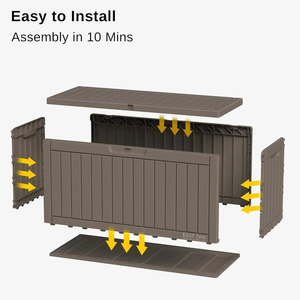 EAST OAK Outdoor Storage Box 60 Gallon Deck Box Indoor and Outdoor Use Waterproof Resin Storage