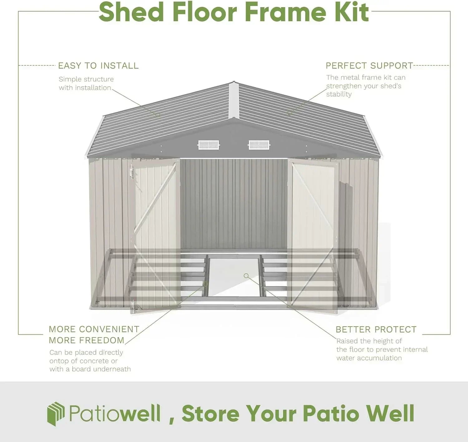 Patiowell 5x3 FT Outdoor Storage Shed Tool Shed with Sloping Roof and Lockable Door Metal Shed