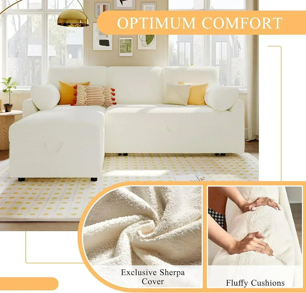 VanAcc Sofa Bed Sleeper Sofa with Storage Chaise 2 in 1 Pull Out Couch Living Room