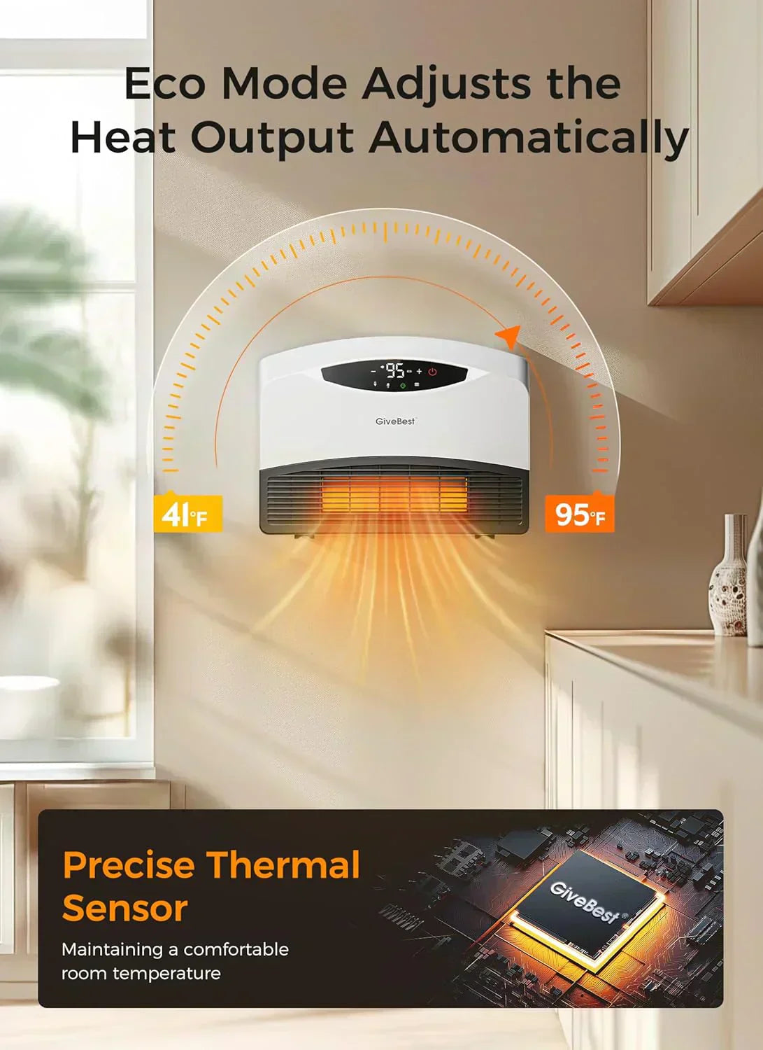 Wall mounted electric heater with WiFi and remote control floor standing heater 1500W