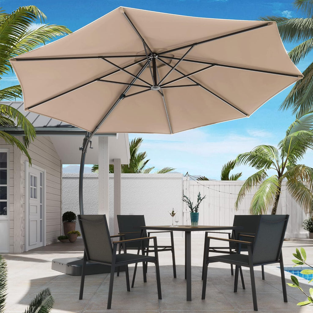 LAUSAINT HOME Outdoor Patio Umbrella with Base included 11 FT Deluxe Curvy Cantilever Umbrella