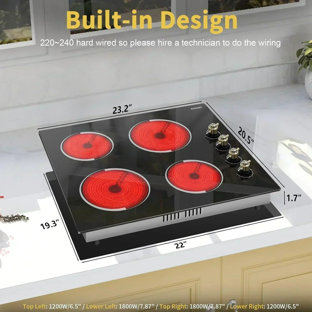 Electric Cooktop 30 Inch - 5 Burners Built-in Ceramic Cooktop 30 Electric Stove Top