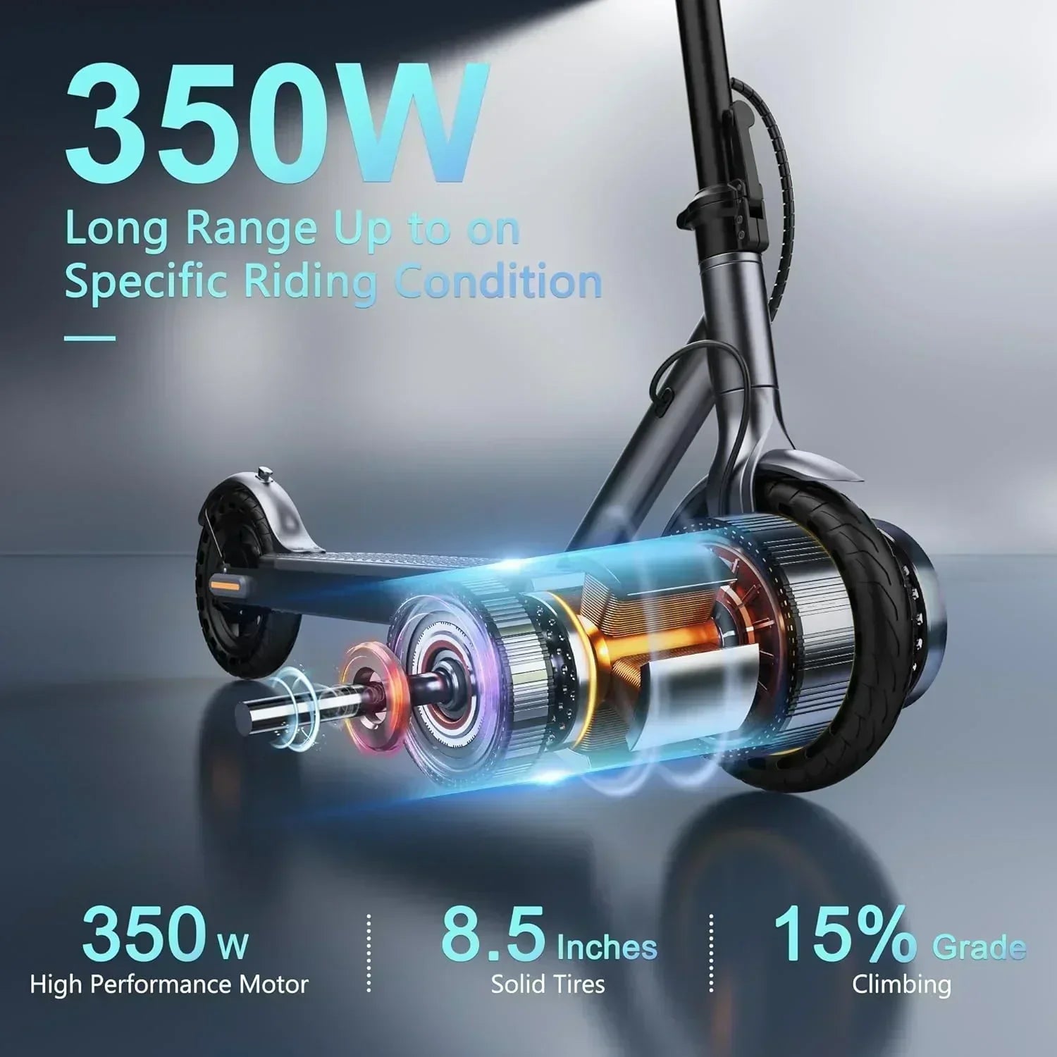 Electric Scooter 350W/500W Powerful Motor 8.5/10 Solid Tires 19/22Mph 28/21/12 Miles Range