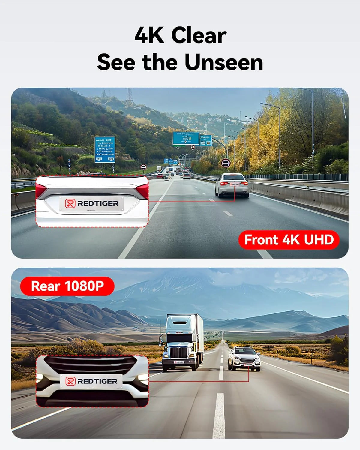 Dash Cam Front Rear 4K/2.5K Full HD Dash Camera Included 32GB Card Built-in Wi-Fi GPS