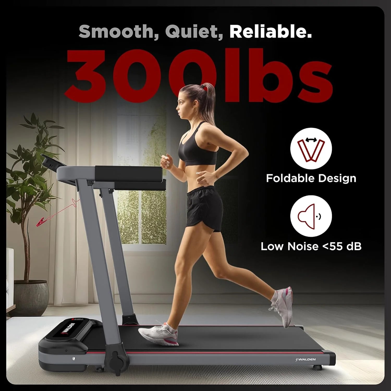Walden Sports Folding Electric Treadmill with Handle Portable Running Machine LCD Screen