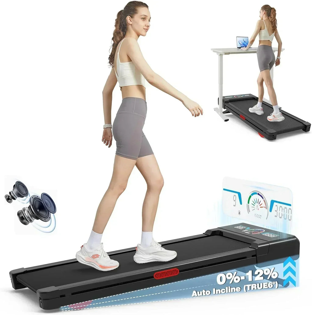 The Walking Pad treadmill features 12% 9-level automatic incline 450-pound capacity LED screen