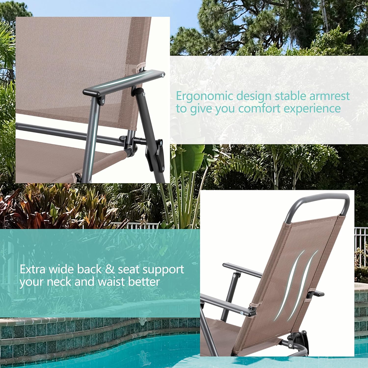 Vongrasig 6 Piece Folding Patio Dining Set Small Metal Outdoor Garden Patio Table and Chair Set