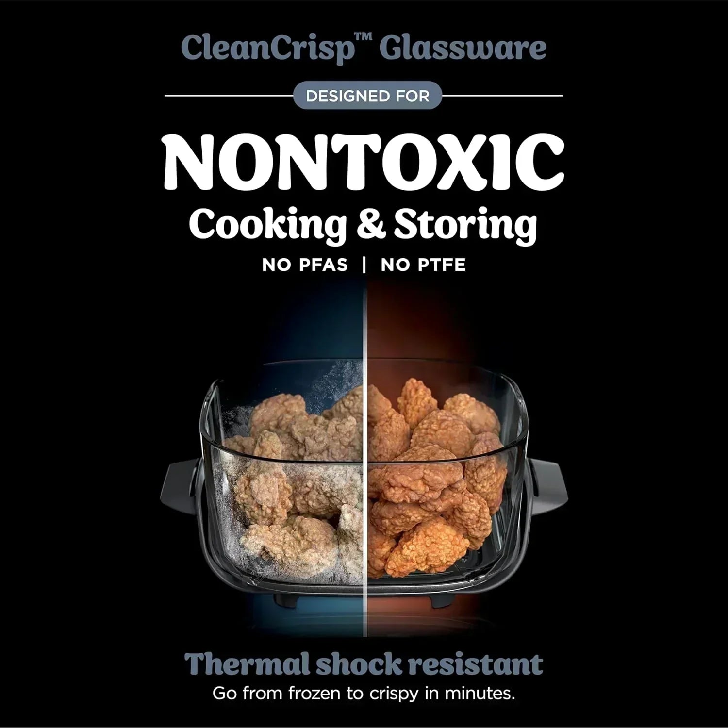 Ninja Crispi 4 in 1 Portable Glass Air Fryer Cooking System 4QT 6 Cup TempWare Glass Containers