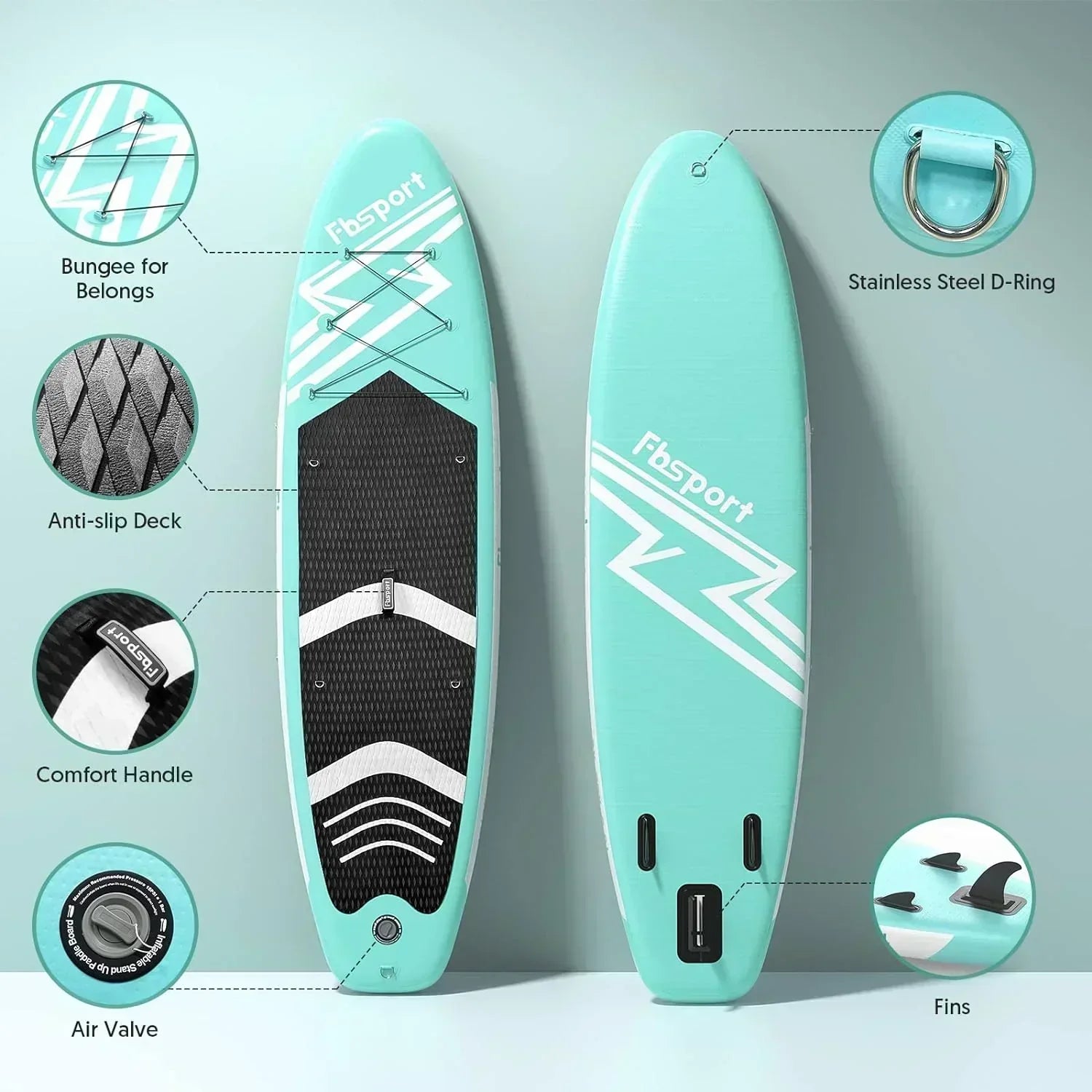 FBSPORT 11' Premium Stand Up Paddle Board Yoga Board with Durable SUP Accessories Carry Bag