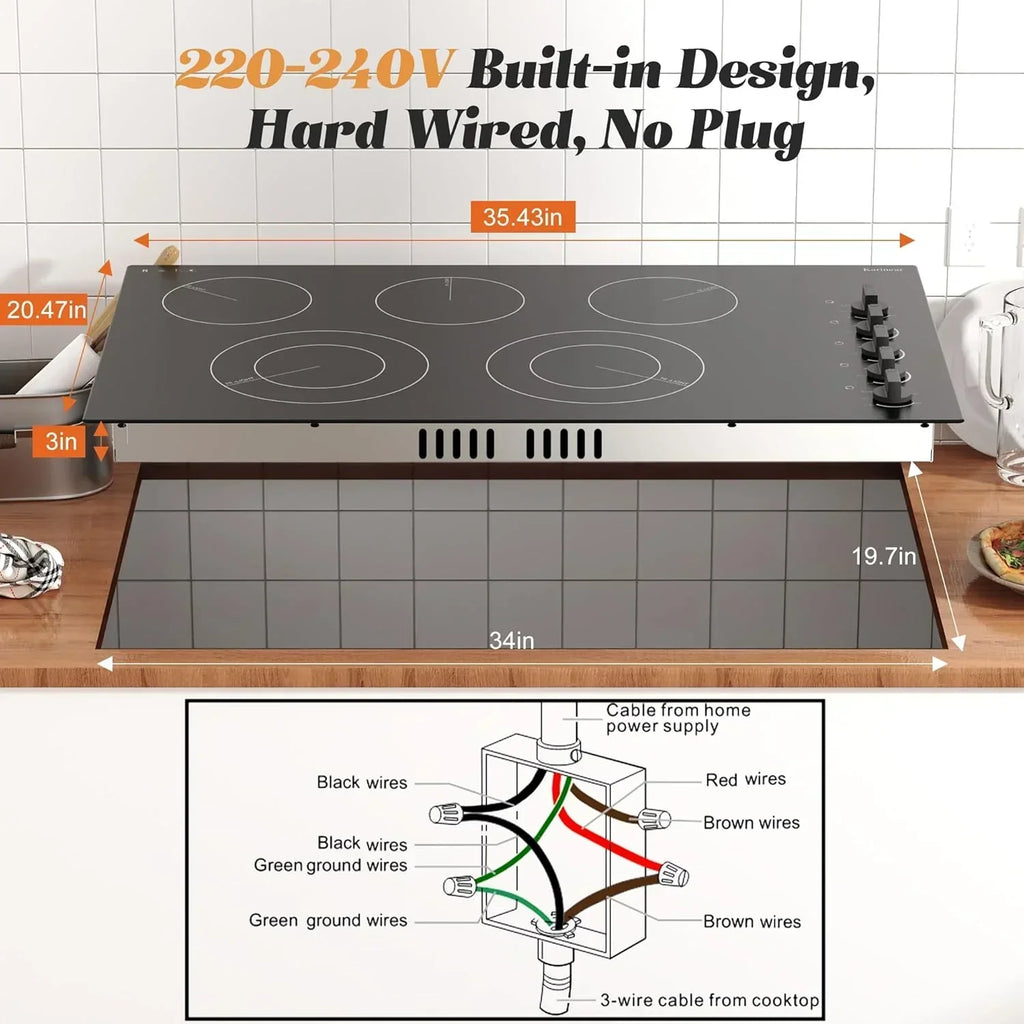 Karinear 30 Inch Electric Cooktop 4 Burners Built-in Ceramic Cooktop Radiant Electric Stove Top